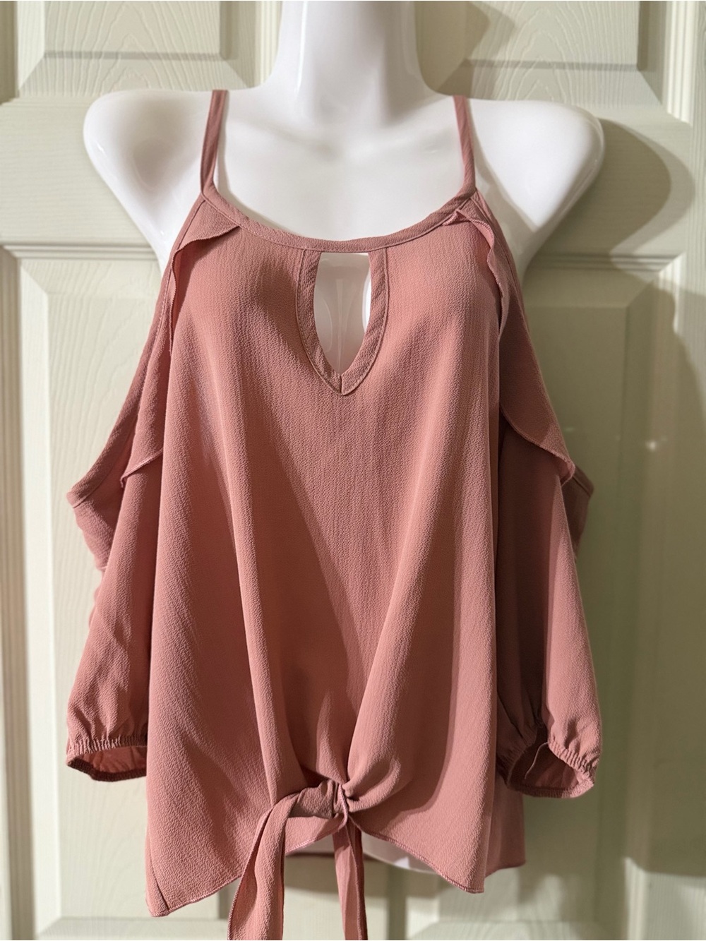 Cold-Shoulder Tie-Front Tunic Top